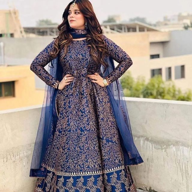 Reet-Riwaaj Special stitched 3 pieces Banarsi print silk maxi