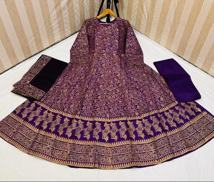 Reet-Riwaaj Special stitched 3 pieces Banarsi print silk maxi